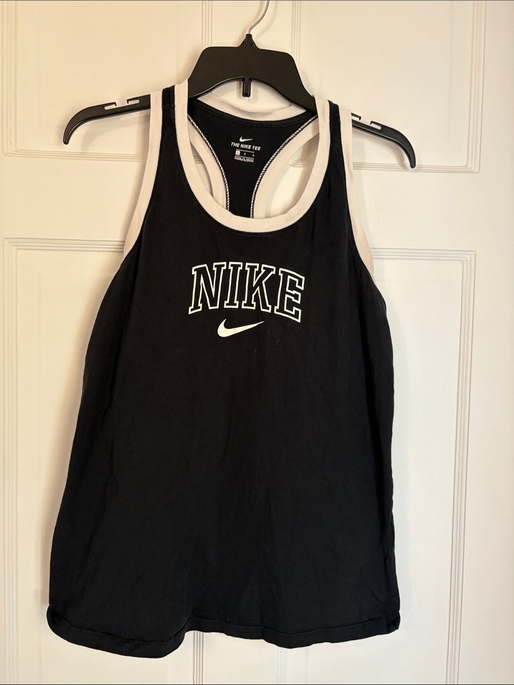 Nike Black Tank with White Trim and Logo